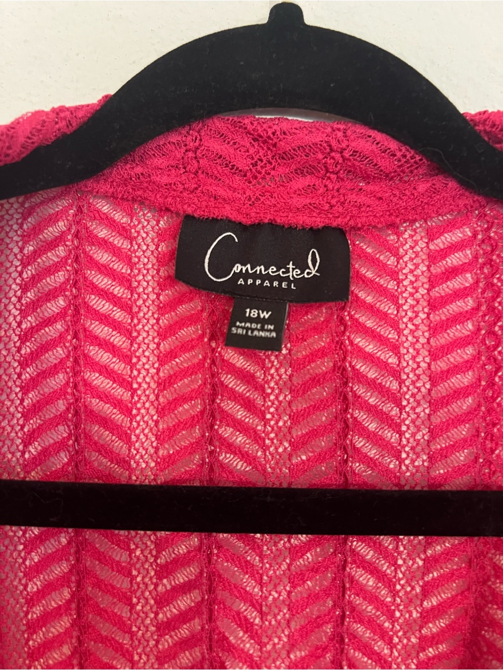 Connected Apparel Hot Pink Shrug Crochet Open Cardigan Size 18W - Picture 2 of 9